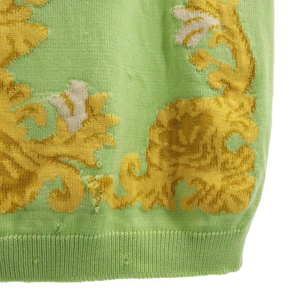 ESCADA エスカーダ 総柄 長袖 ニット 36 グリーン系 セーター メンズ