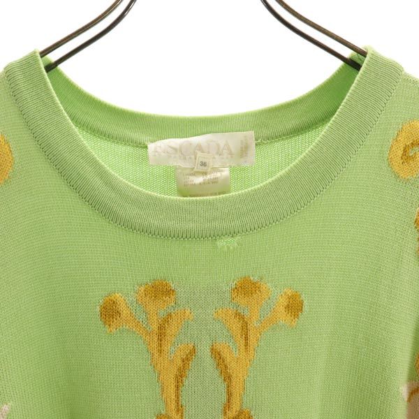 ESCADA エスカーダ 総柄 長袖 ニット 36 グリーン系 セーター メンズ