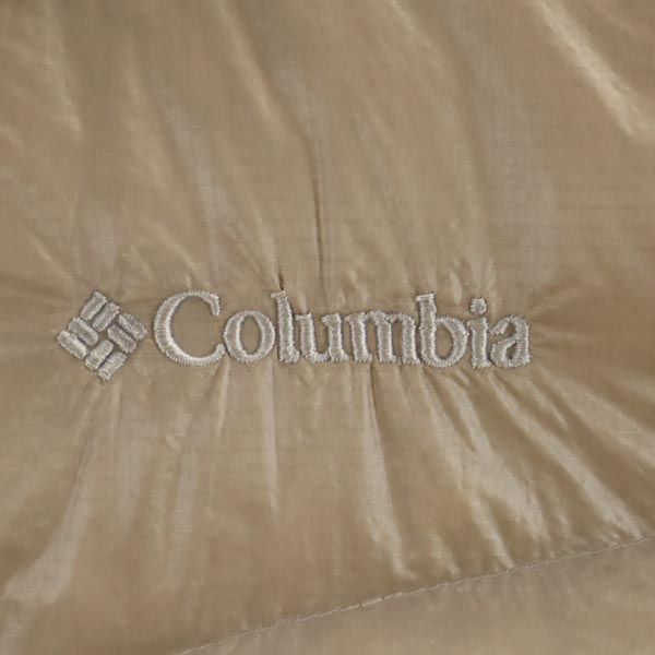Columbia コロンビア アウトドア ダウンジャケット L ベージュ系 ロゴ刺繍 コンパクトジャケット メンズ