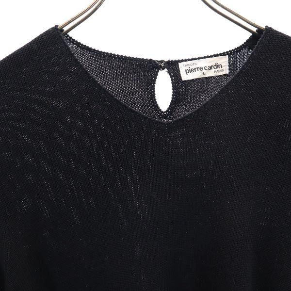Pierre Cardin ピエールカルダン 半袖 コットン ニット L ブラック せーター カットソー レディース