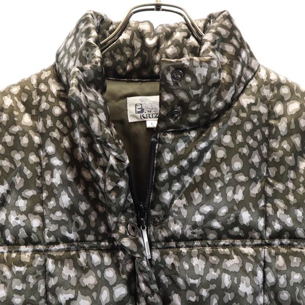 KRIZIA クリツィア レオパード 中綿ジャケット L ダークグリーン レディース
