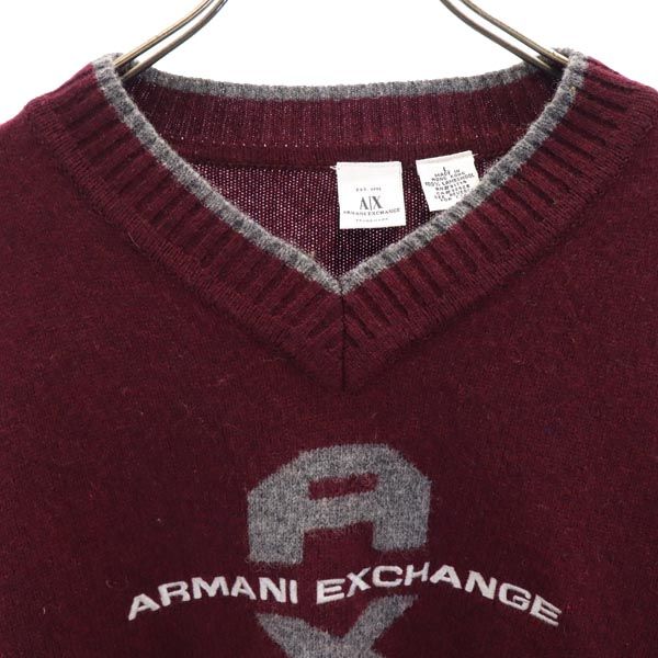 ARMANI EXCHANGE アルマーニエクスチェンジ 長袖 Vネック ニット L パープル系 セーター ロゴ レディース
