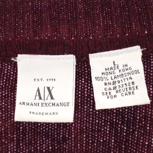 ARMANI EXCHANGE アルマーニエクスチェンジ 長袖 Vネック ニット L パープル系 セーター ロゴ レディース