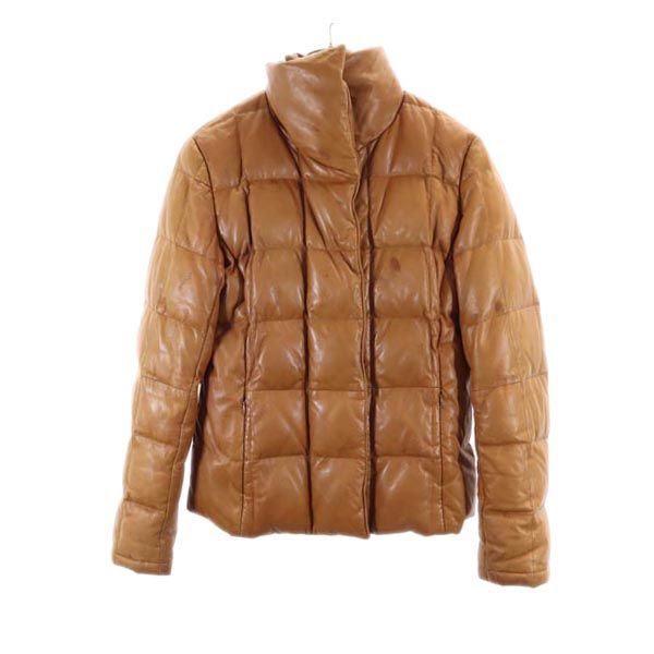 Aquascutum アクアスキュータム 羊革 ラムレザー ダウンジャケット 8F ブラウン レディース