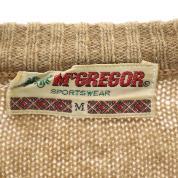 McGregor マクレガー ウールブレンド 長袖 セーター ニット M ブラウン バスケットボタン メンズ