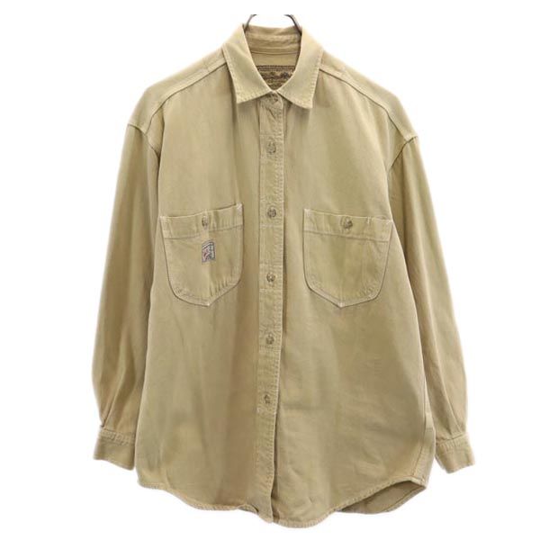 Calvin klein カルバンクライン 長袖 ワークシャツ S ベージュ レディース