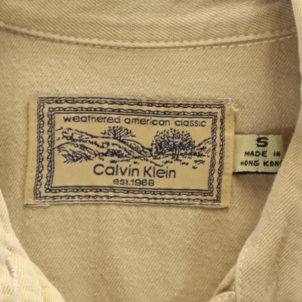 Calvin klein カルバンクライン 長袖 ワークシャツ S ベージュ レディース