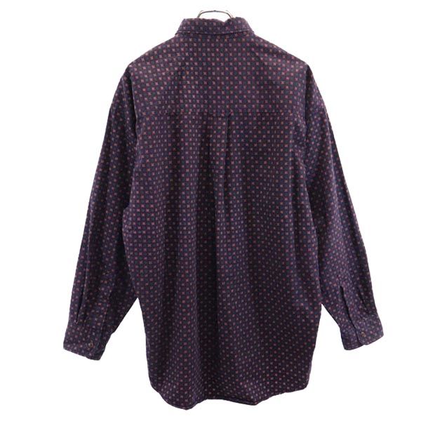 CHAPS RALPH LAUREN チャップスラルフローレン 総柄 長袖 ボタンダウンシャツ L ネイビー系 メンズ