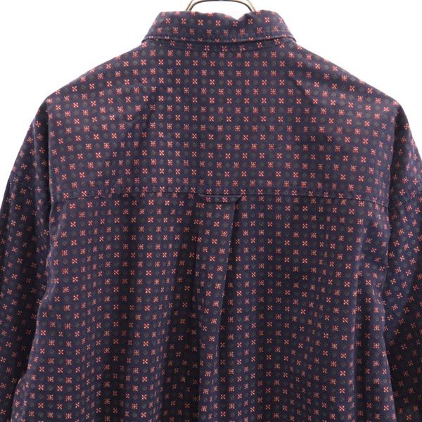 CHAPS RALPH LAUREN チャップスラルフローレン 総柄 長袖 ボタンダウンシャツ L ネイビー系 メンズ