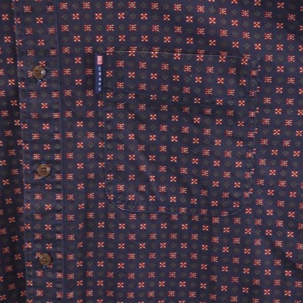 CHAPS RALPH LAUREN チャップスラルフローレン 総柄 長袖 ボタンダウンシャツ L ネイビー系 メンズ