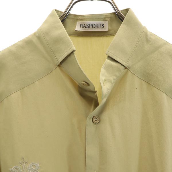 PIA SPORTS ピアスポーツ 日本製 刺繍 長袖 シャツ 4 イエロー系 メンズ
