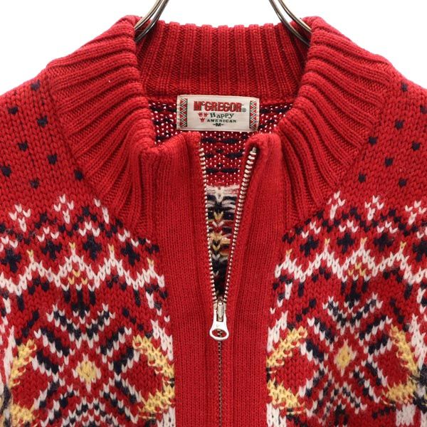McGregor マックレガー 日本製 ニット ジップジャケット M レッド系 メンズ