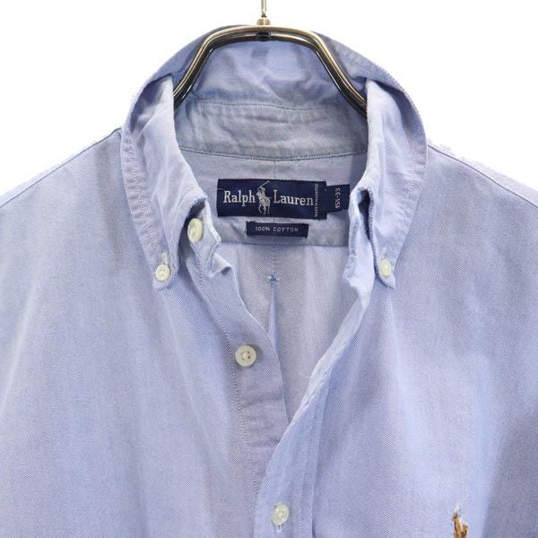 ラルフローレン 長袖 ボタンダウンシャツ 15.5/33 ブルー系 RALPH LAUREN ロゴ刺繍 メンズ