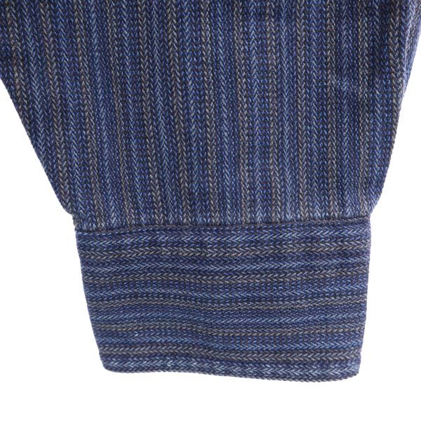 LANDS' END ランズエンド ストライプ 長袖 ボタンダウンシャツ M15-15.5 ネイビー系 メンズ