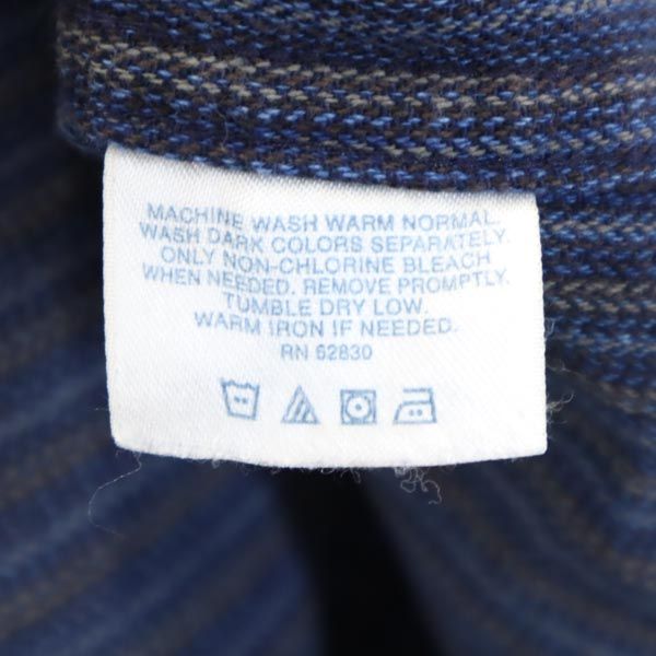 LANDS' END ランズエンド ストライプ 長袖 ボタンダウンシャツ M15-15.5 ネイビー系 メンズ