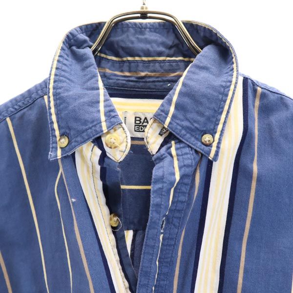BASIC EDITIONS ベーシックエディションズ ストライプ 長袖 ボタンダウンシャツ M ブルー系 メンズ