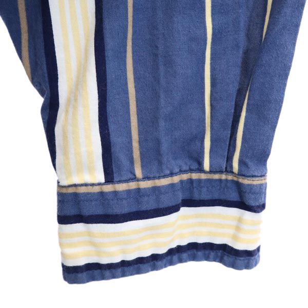 BASIC EDITIONS ベーシックエディションズ ストライプ 長袖 ボタンダウンシャツ M ブルー系 メンズ