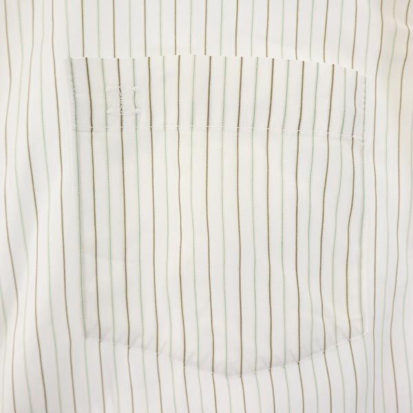 CELINE セリーヌ ストライプ 長袖 シャツ ホワイト系 ロゴ刺繍 メンズ