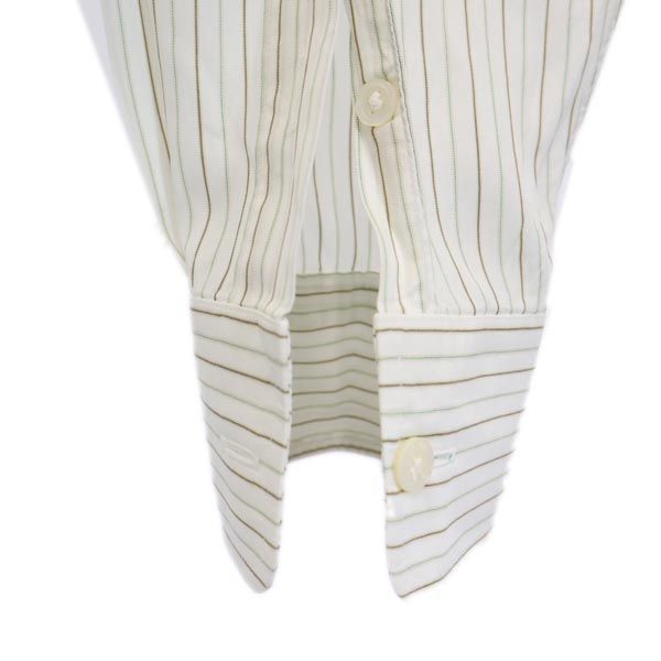 CELINE セリーヌ ストライプ 長袖 シャツ ホワイト系 ロゴ刺繍 メンズ