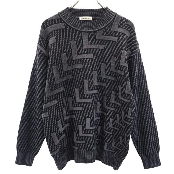 LANCEL ランセル 日本製 長袖 セーター ニット M グレー メンズ