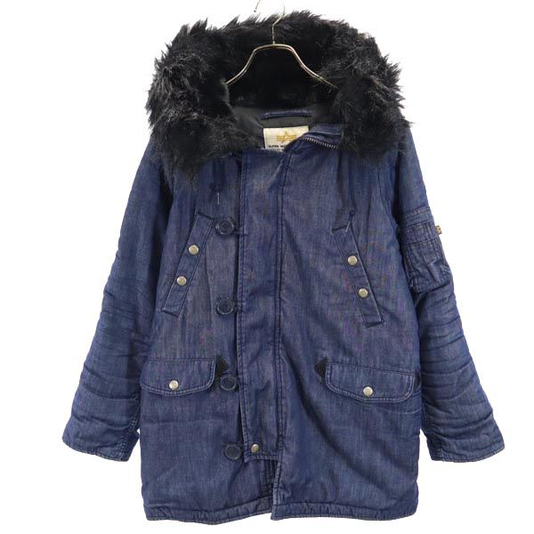 ALPHA INDUSTRIES INC アルファインダストリーズ 中綿 デニム フライトジャケット S ファー フード メンズ