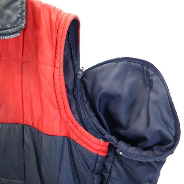イタリア製 2way 中綿ジャケット 46 ネイビー×レッド ベスト メンズ