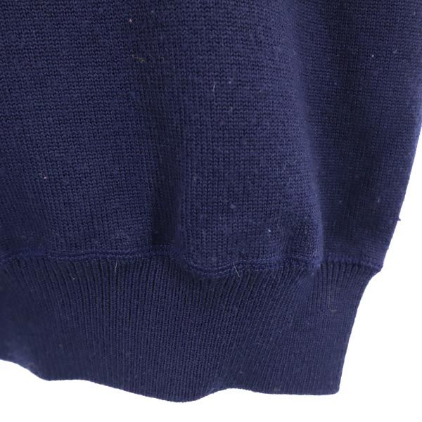 PEARLY GATES パーリーゲイツ 日本製 ウール100％ ゴルフ 長袖 ニット L ネイビー系 セーター ロゴ メンズ