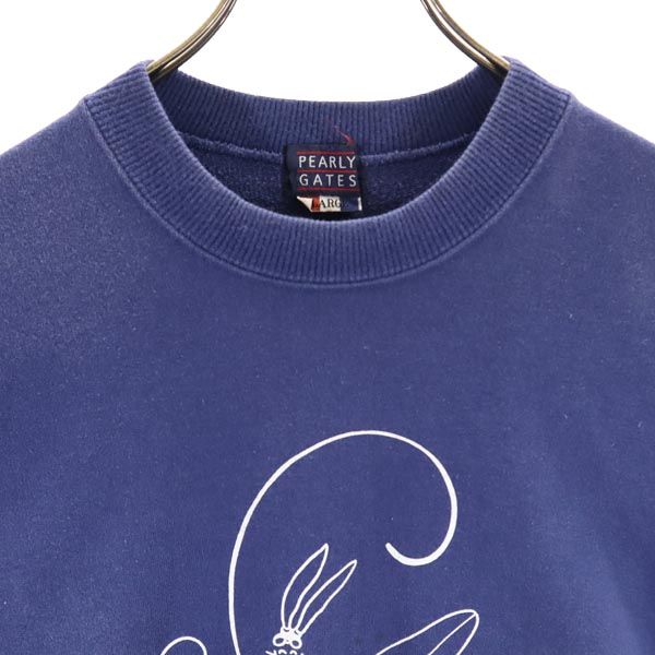 PEARLY GATES パーリーゲイツ 日本製 ゴルフ 長袖 コットン スウェット L ネイビー系 トレーナー ロゴ メンズ