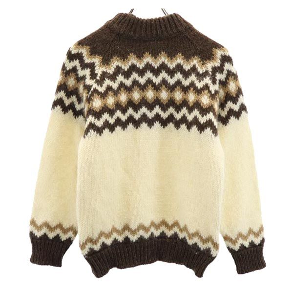 OLD オールド 90s ウール 長袖 ニット ベージュ系 ハイネック セーター レディース