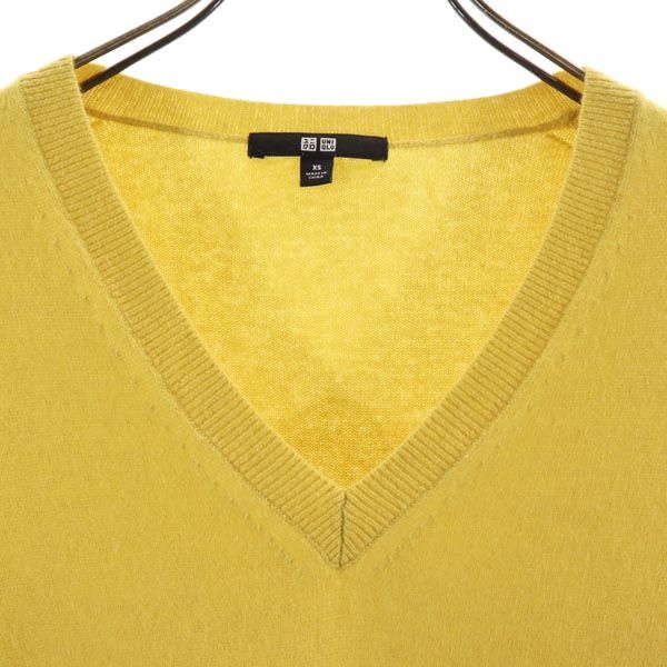 UNIQLO ユニクロ カシミヤ100％ 長袖 Vネック ニット XS イエロー セーター レディース