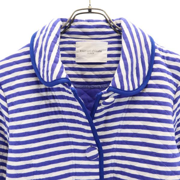 TSUMORI CHISATO ツモリチサト スリーブ ボーダー 長袖 ナイトウェア キルティングジャケット M ブルー系 SLEEP レディース