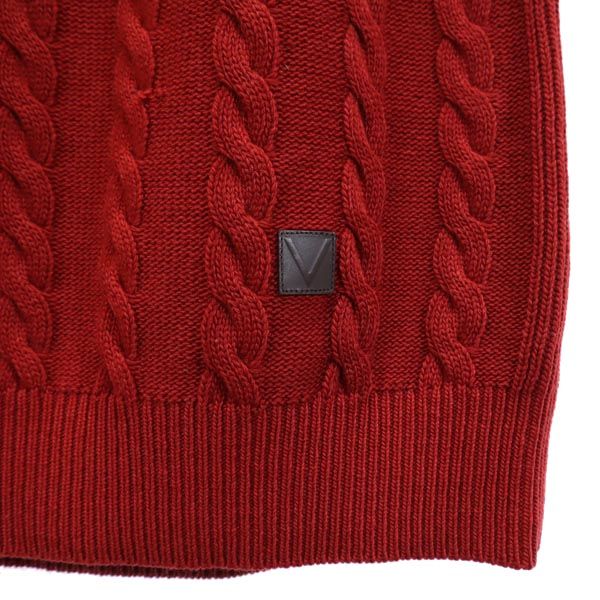 LOUIS VUITTON ルイヴィトン 長袖 ケーブル編み クルーネック ニット レッド メンズ
