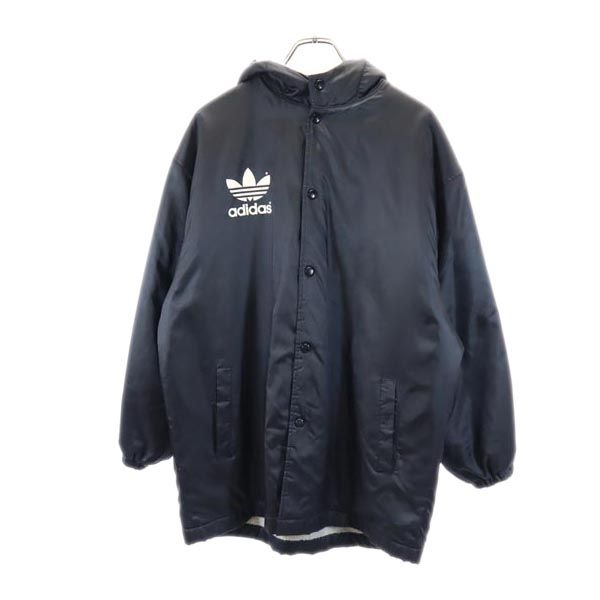 adidas アディダス 80s デサント製 ヴィンテージ バックトレフォイルロゴ 中綿コート 160 ブラック 裏ボア キッズ