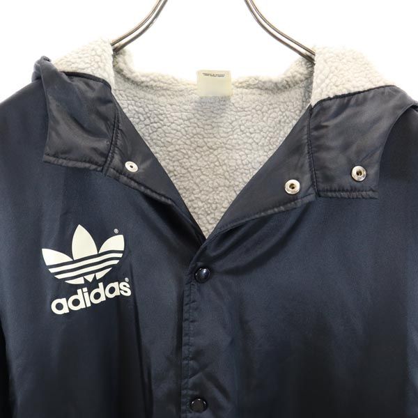 adidas アディダス 80s デサント製 ヴィンテージ バックトレフォイルロゴ 中綿コート 160 ブラック 裏ボア キッズ