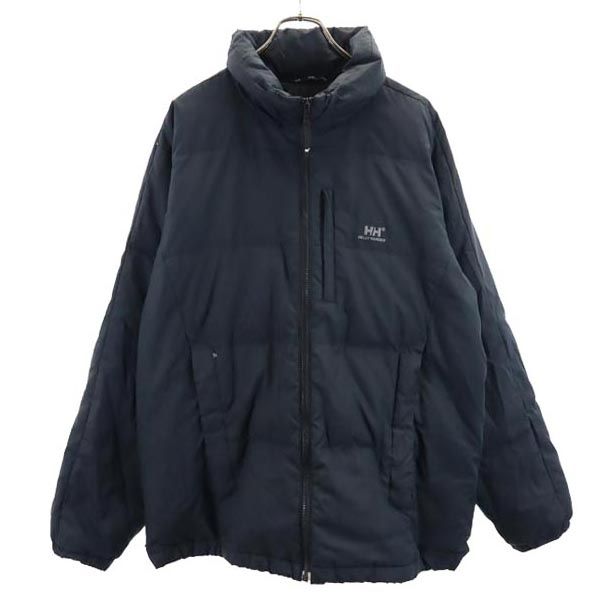 ヘリーハンセン ダウンジャケット XL ブラック系 HELLY HANSEN ロゴ 刺繍 メンズ