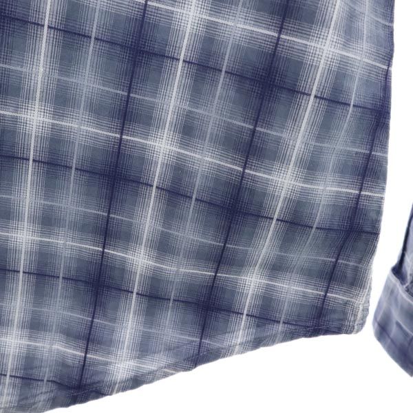 ARMANI JEANS アルマーニジーンズ チェック 長袖 コットンシャツ M ブルー系 ロゴ メンズ