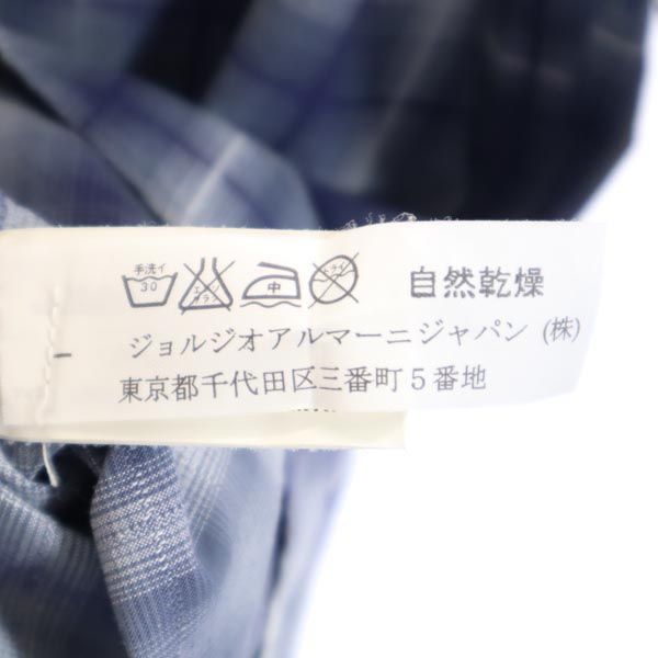 ARMANI JEANS アルマーニジーンズ チェック 長袖 コットンシャツ M ブルー系 ロゴ メンズ