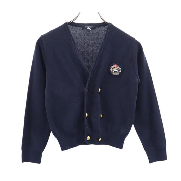 BURBERRY バーバリー 三陽商会 長袖 ニット カーディガン 130A ネイビー系 ロゴ コットンブレンド キッズ