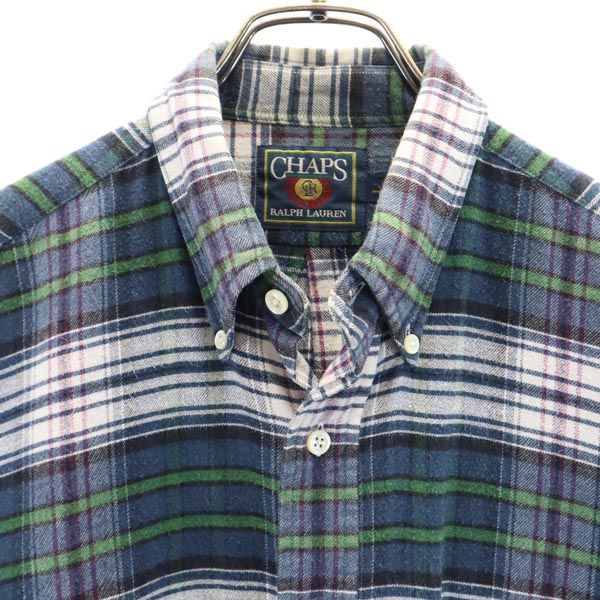 CHAPS チャップス ラルフローレン チェック 長袖 ボタンダウンシャツ L ネイビー系 RALPH LAUREN メンズ