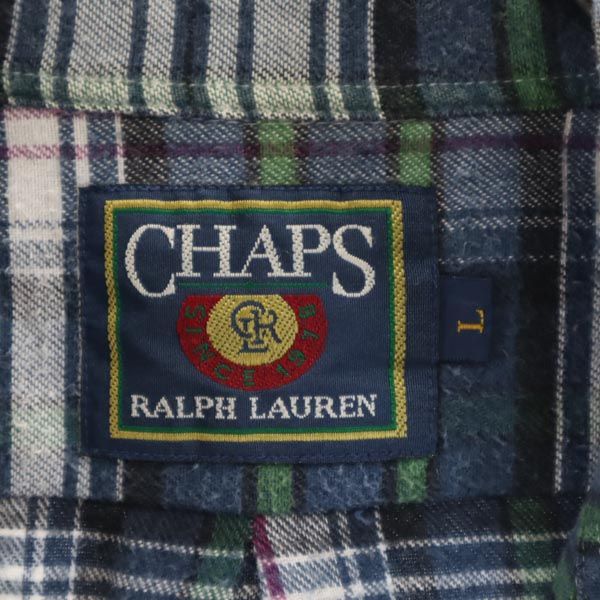 CHAPS チャップス ラルフローレン チェック 長袖 ボタンダウンシャツ L ネイビー系 RALPH LAUREN メンズ