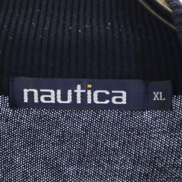 NAUTICA ノーティカ 長袖 コットン ニット XL ネイビー系 ロゴ セーター メンズ