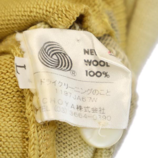DAKS ダックス 日本製 長袖 ニット カーディガン L イエロー系 メンズ