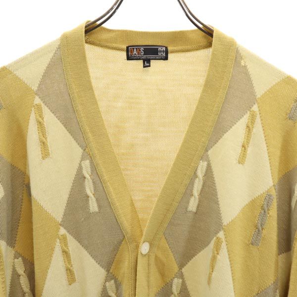 DAKS ダックス 日本製 長袖 ニット カーディガン L イエロー系 メンズ