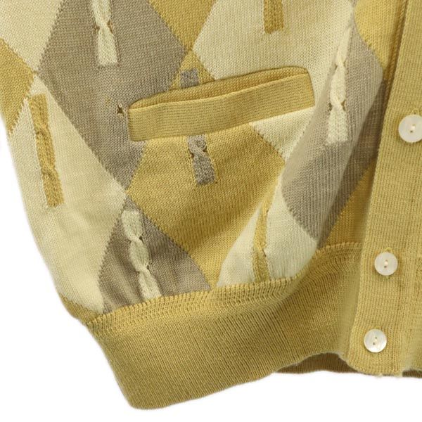 DAKS ダックス 日本製 長袖 ニット カーディガン L イエロー系 メンズ