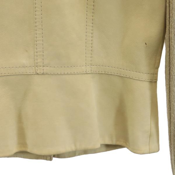 23ku 23区 長袖 袖リブニット レザージャケット 40 ベージュ系 本革 レディース