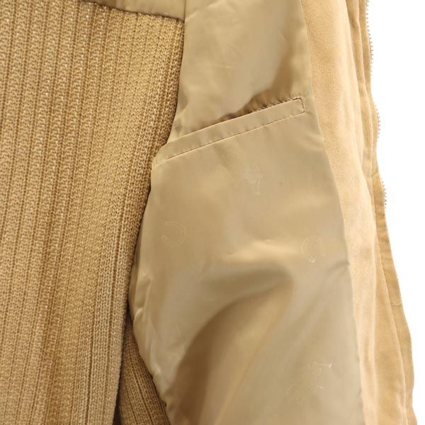 長袖 スエード調 ニット切替 ジップジャケット L ブラウン系 メンズ