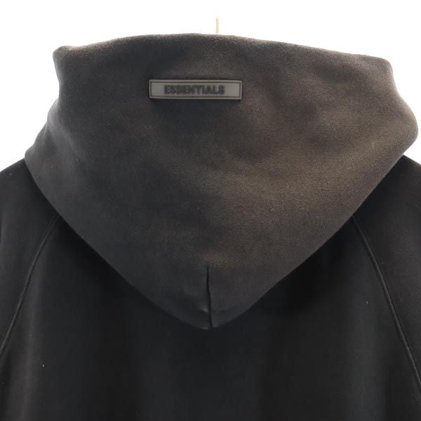 ESSENTIALS エッセンシャルズ 長袖 スウェットパーカー S ブラック系 裏起毛 ロゴ メンズ