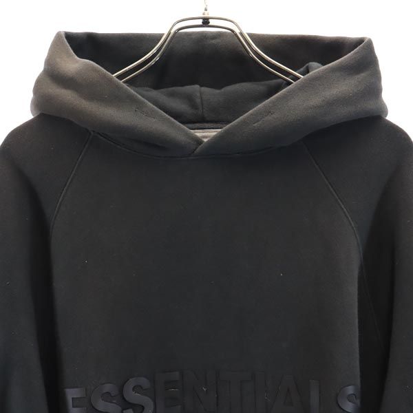 ESSENTIALS エッセンシャルズ 長袖 スウェットパーカー S ブラック系 裏起毛 ロゴ メンズ