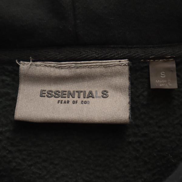 ESSENTIALS エッセンシャルズ 長袖 スウェットパーカー S ブラック系 裏起毛 ロゴ メンズ