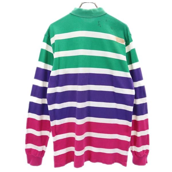 Polo by Ralph Lauren ポロバイラルフローレン ボーダー 長袖 ポロシャツ M 鹿の子 ロゴ メンズ